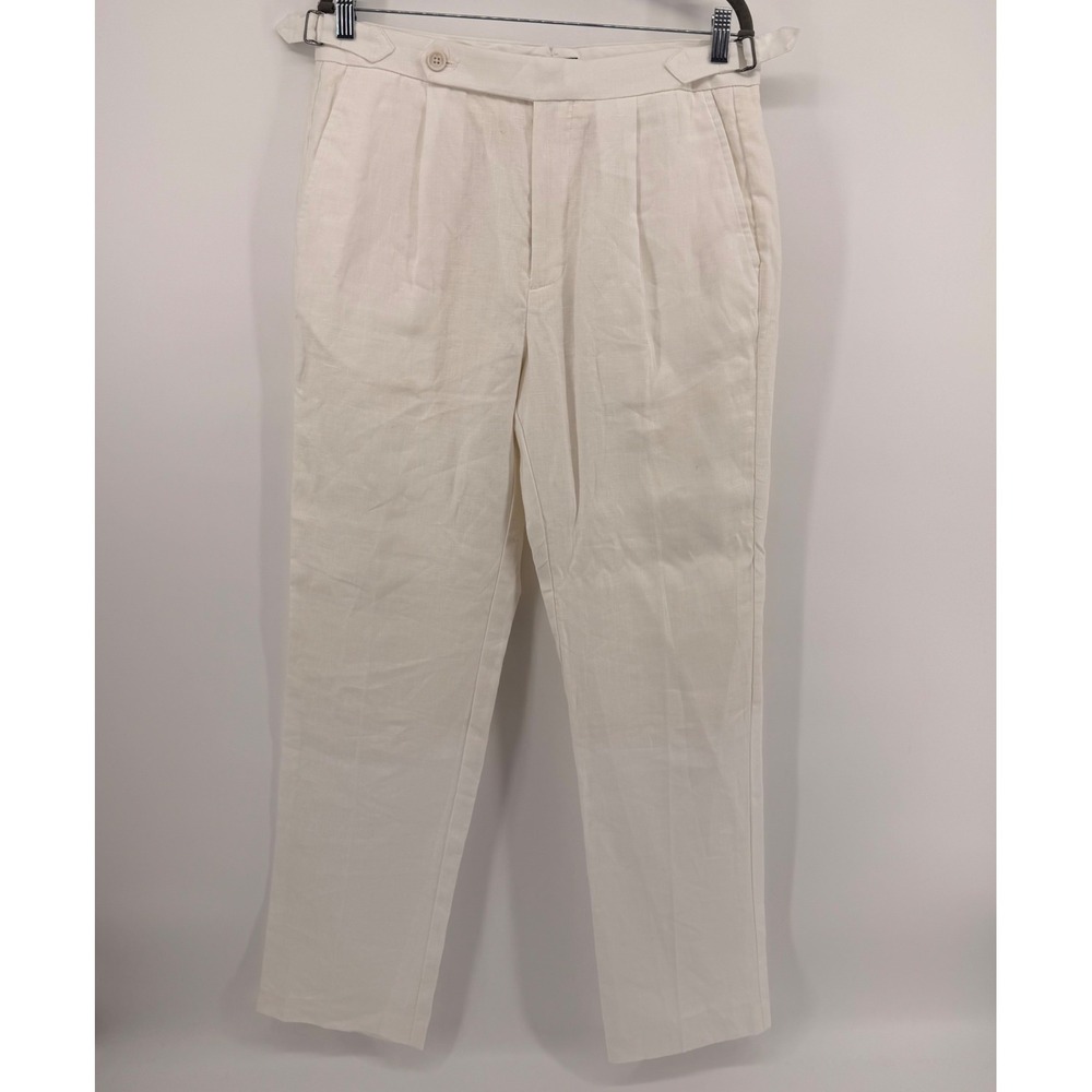 Todd Snyder Pants Mens 32 White Linen Pleated Tailored Trousers Side Tabs 32x32